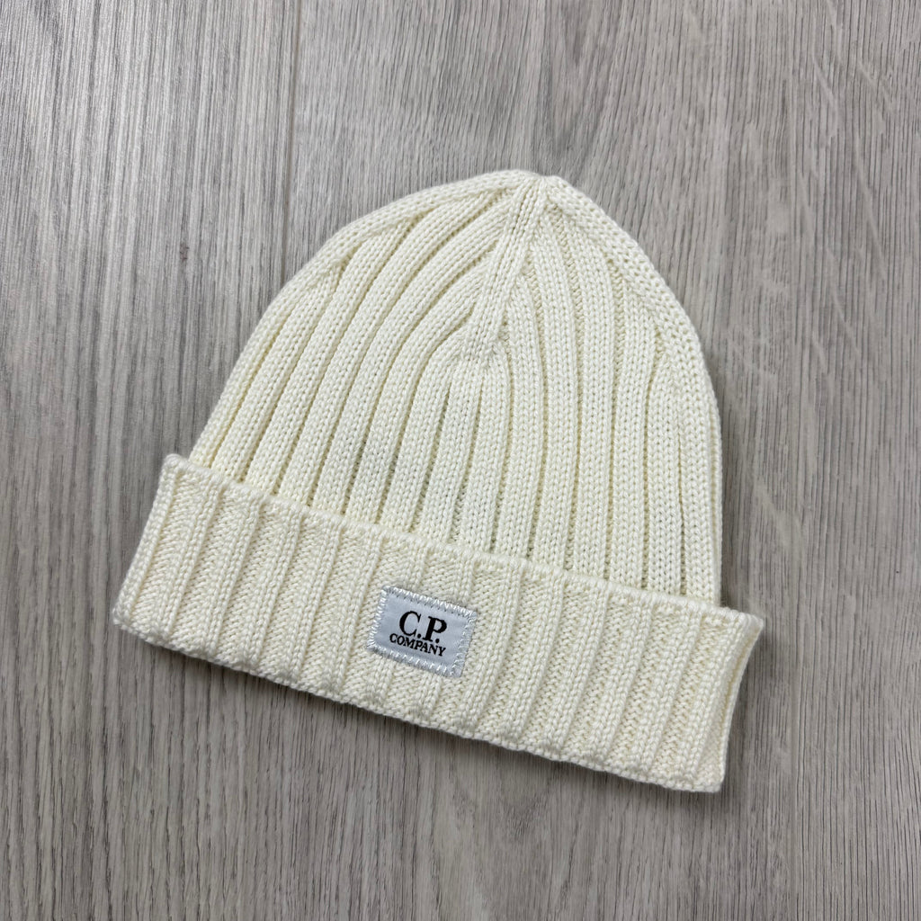 CP Company Patch Beanie - Gauze White