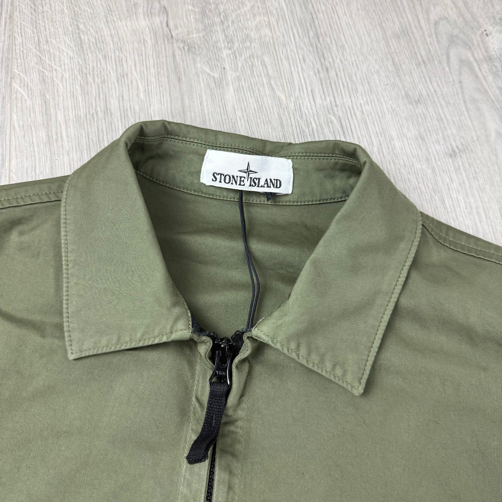 Stone Island Zip Overshirt - Military Green