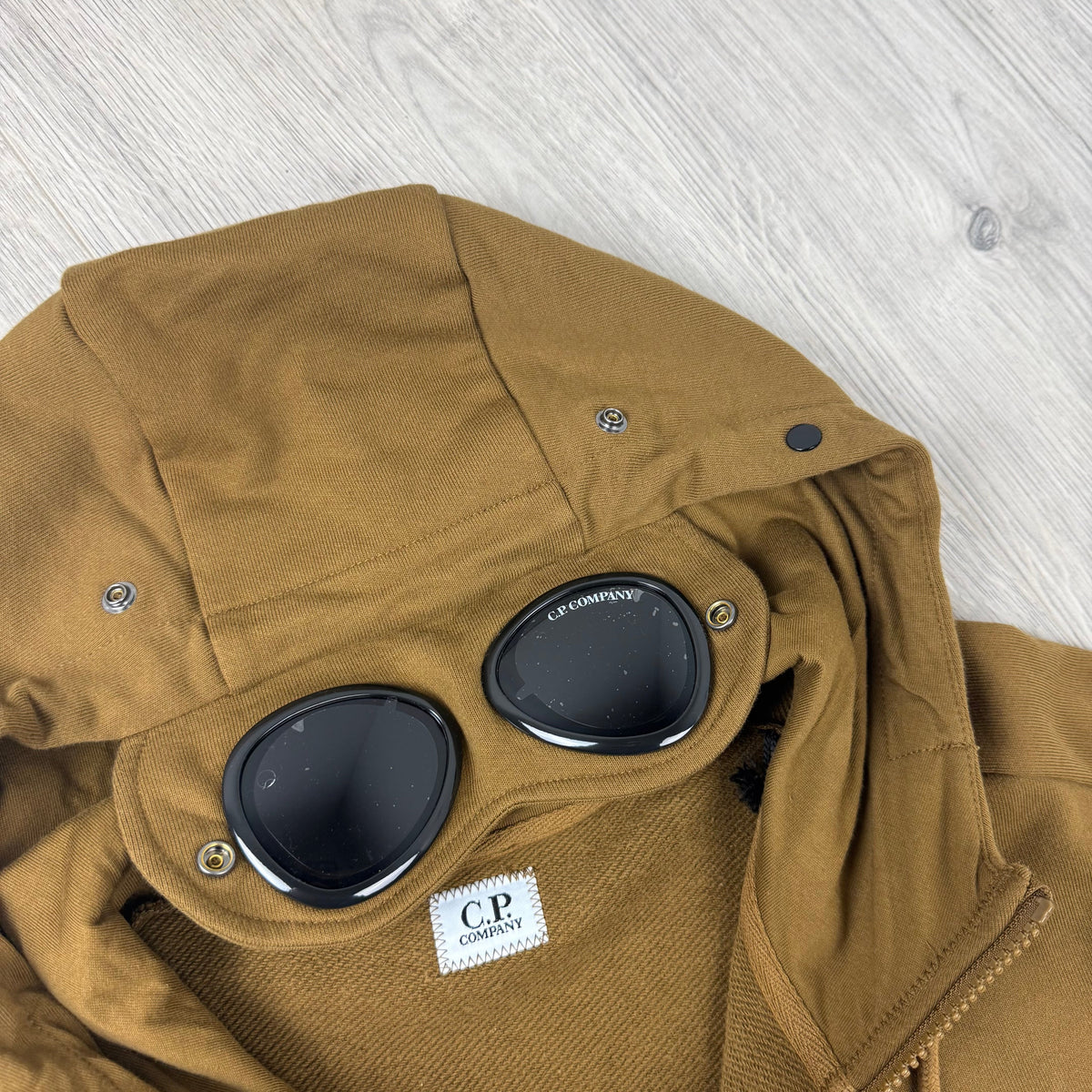 CP Company Raised Fleece Goggle Hoodie - Toffee