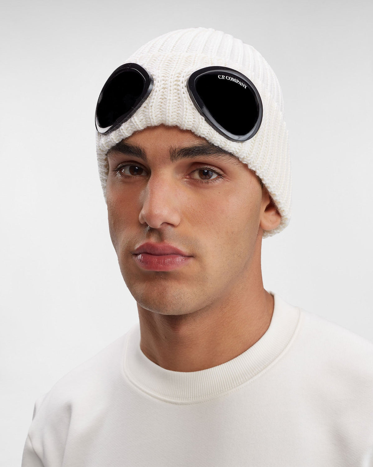Extra Fine Merino Wool Goggle Beanie Gauze White