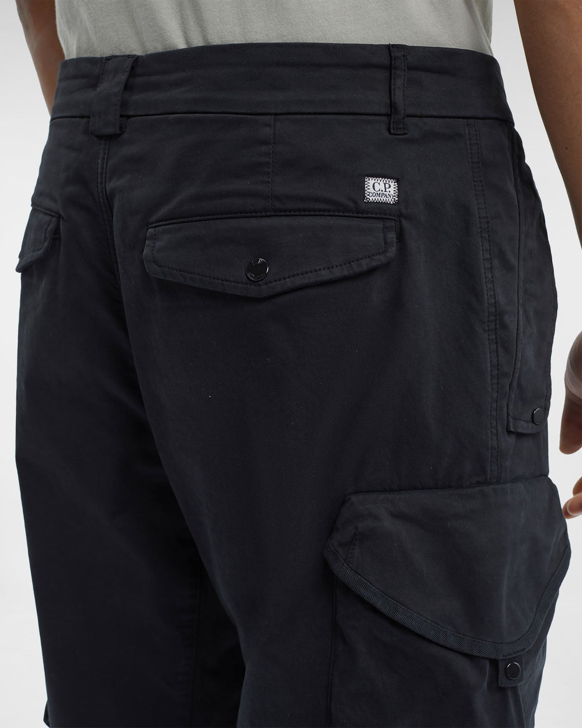 Stretch Sateen Pants Loose Fit Black