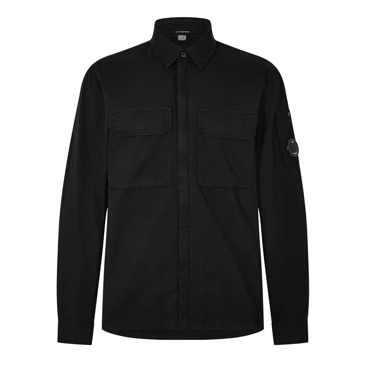 Cp Company 090U Organic Gabardine Lens Zip Overshirt In Black