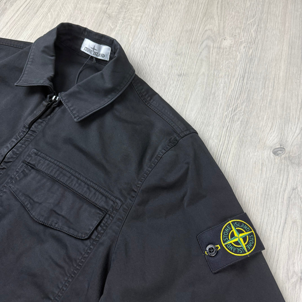 Stone Island Zip Overshirt - Black