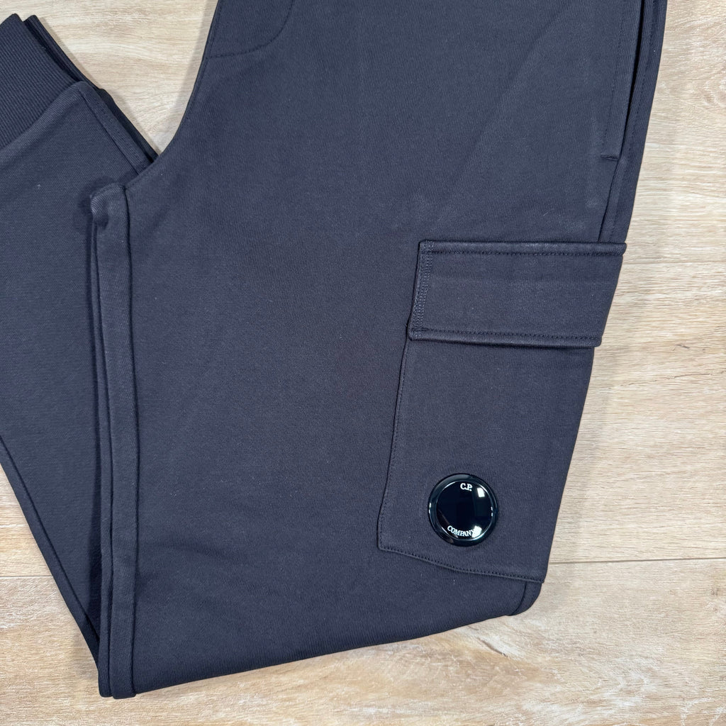 C.P. Company Diagonal Raised Fleece Lens Sweatpants in Black