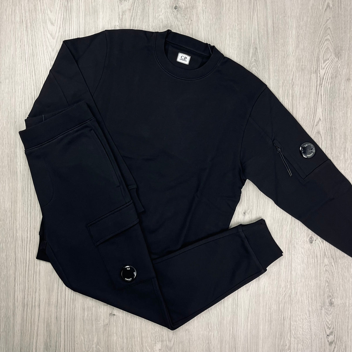 CP Company Raised Fleece Tracksuit - Black