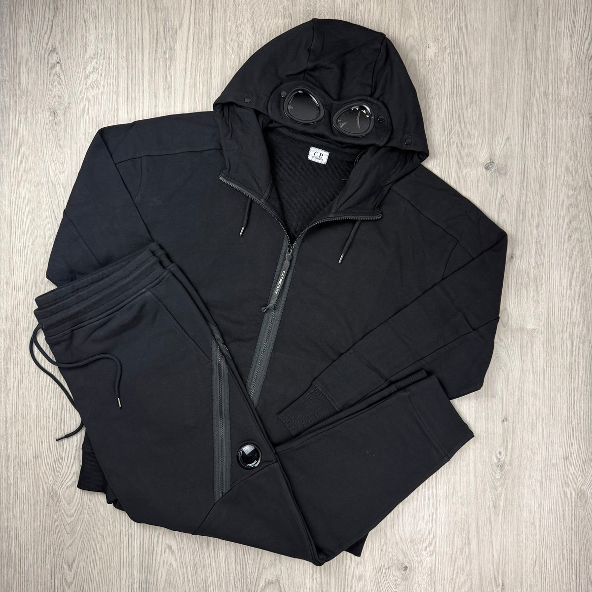 CP Company Raised Fleece Tracksuit - Black