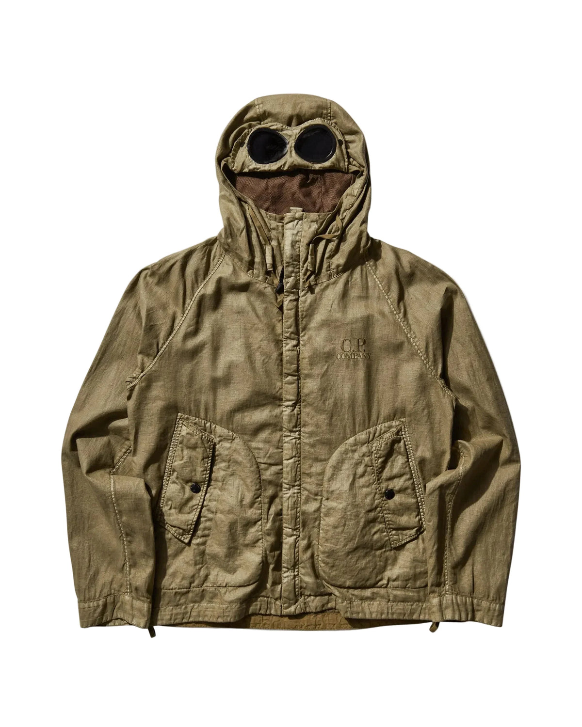 Cp Company Waxed Linen Goggle Jacket In Tree House