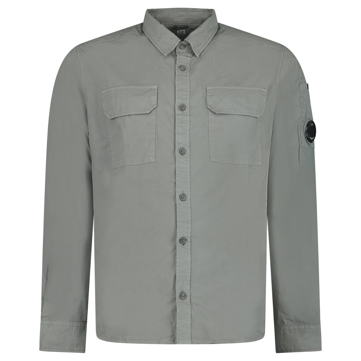 Cp Company Gabardine Lens Button Overshirt In Smoked Pearl With Certilogo