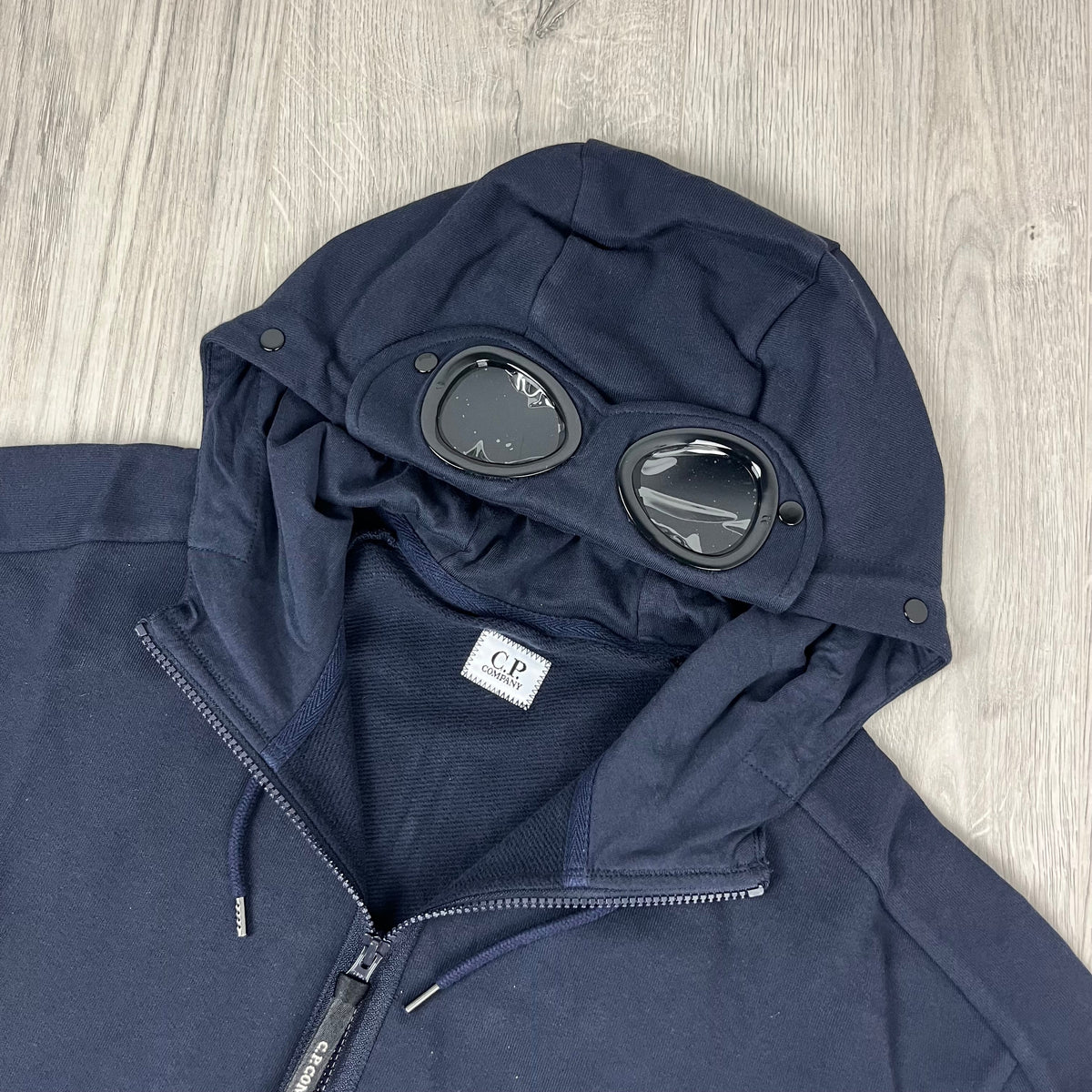 CP Company Raised Fleece Goggle Hoodie - Navy
