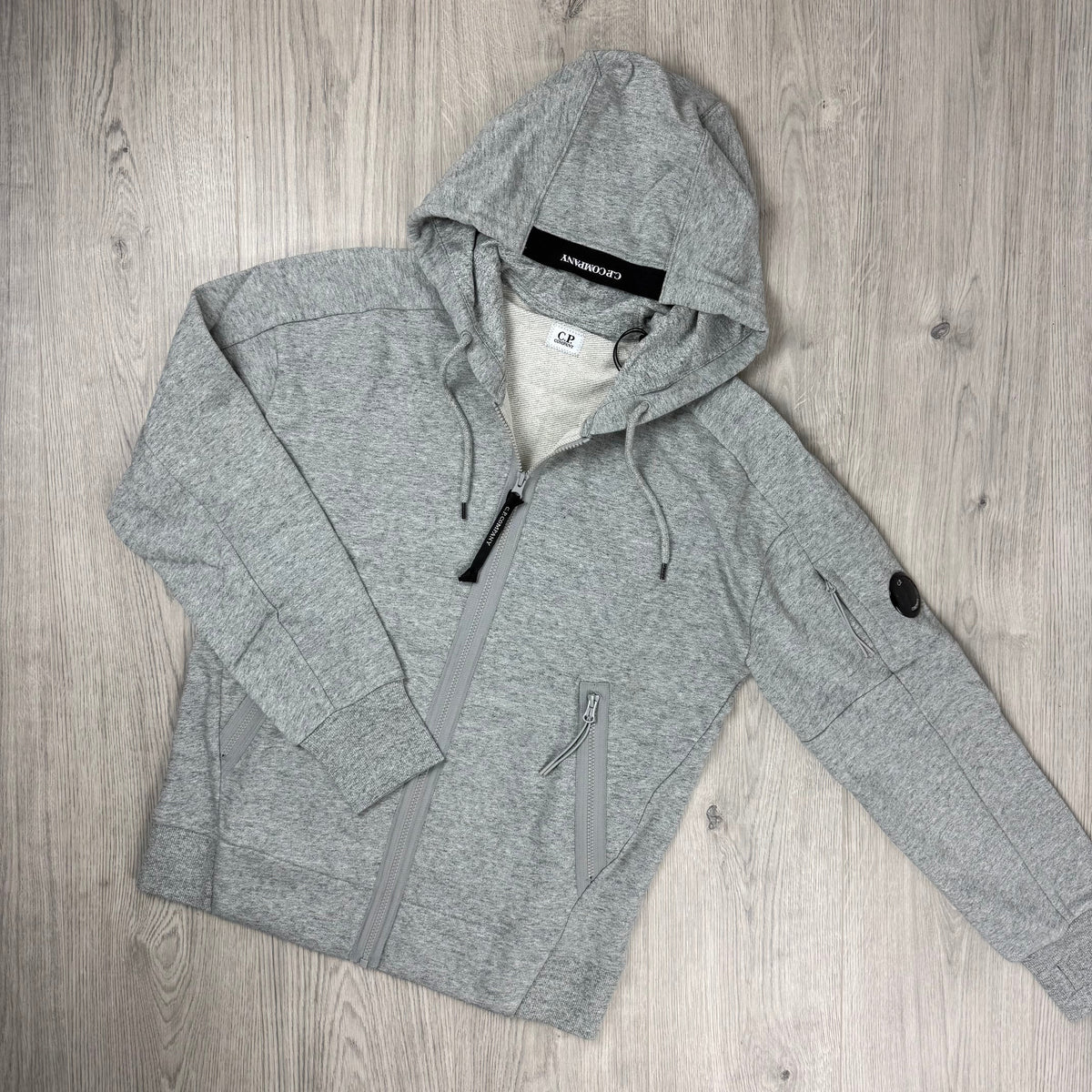 CP Company Raised Fleece Zip Hoodie - Grey