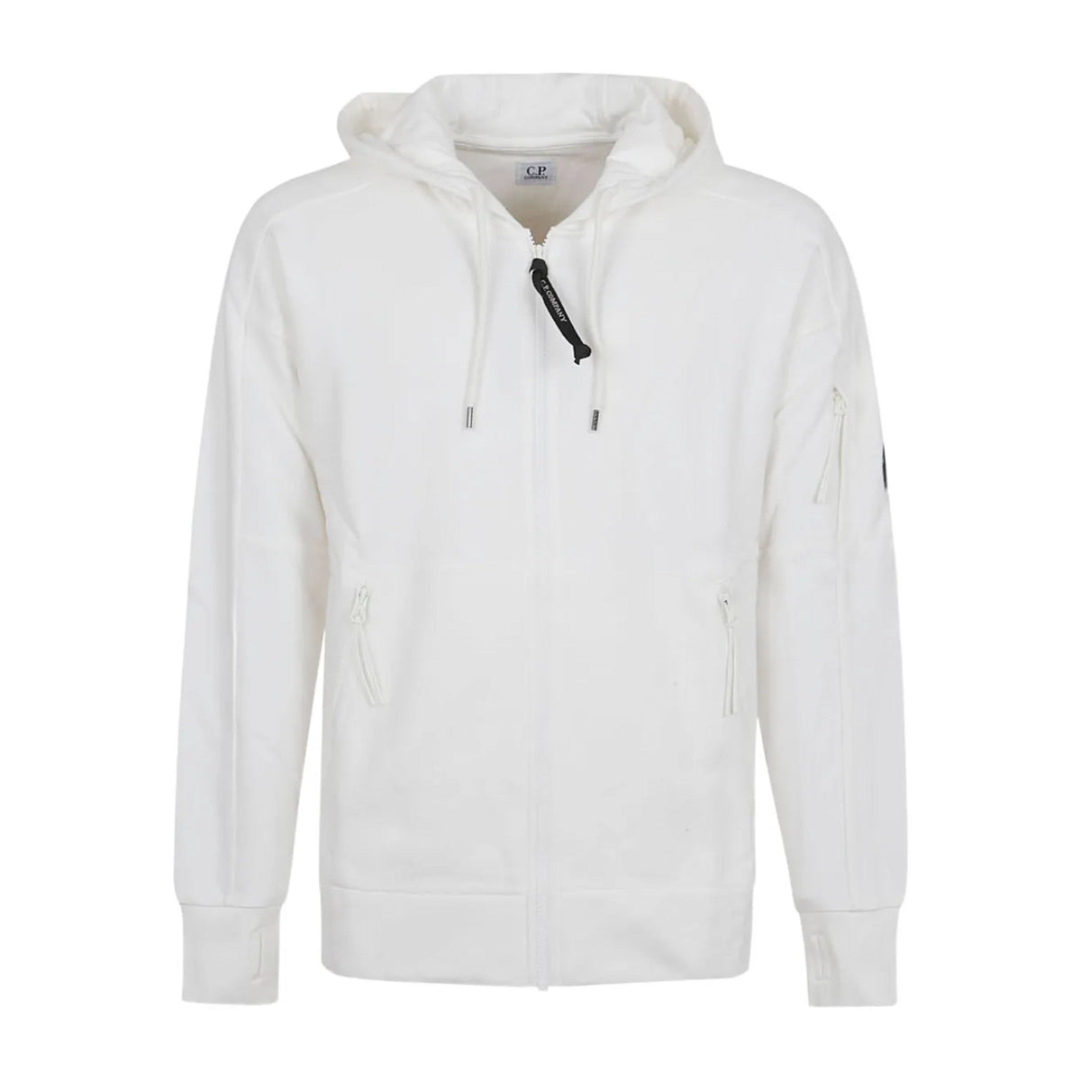 Cp Company 025A Diagonal Raised Lens Full Zip Hoodie In White
