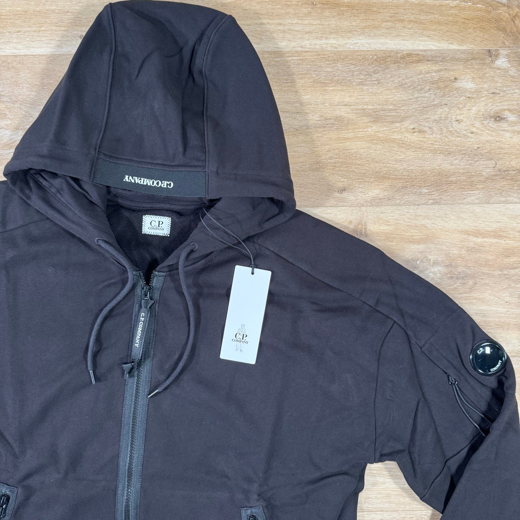 C.P. Company Diagonal Raised Zipped Lens Hoodie in Black