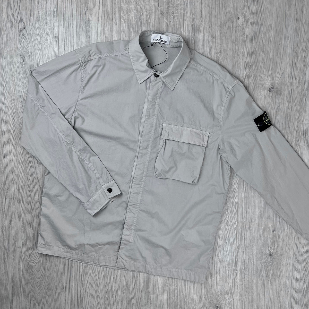 Stone Island 'Paracadute' Zip Overshirt - Pearl Grey