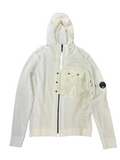 Cp Company Sponge Knit Lens Hooded Sweatshirt In Optic White