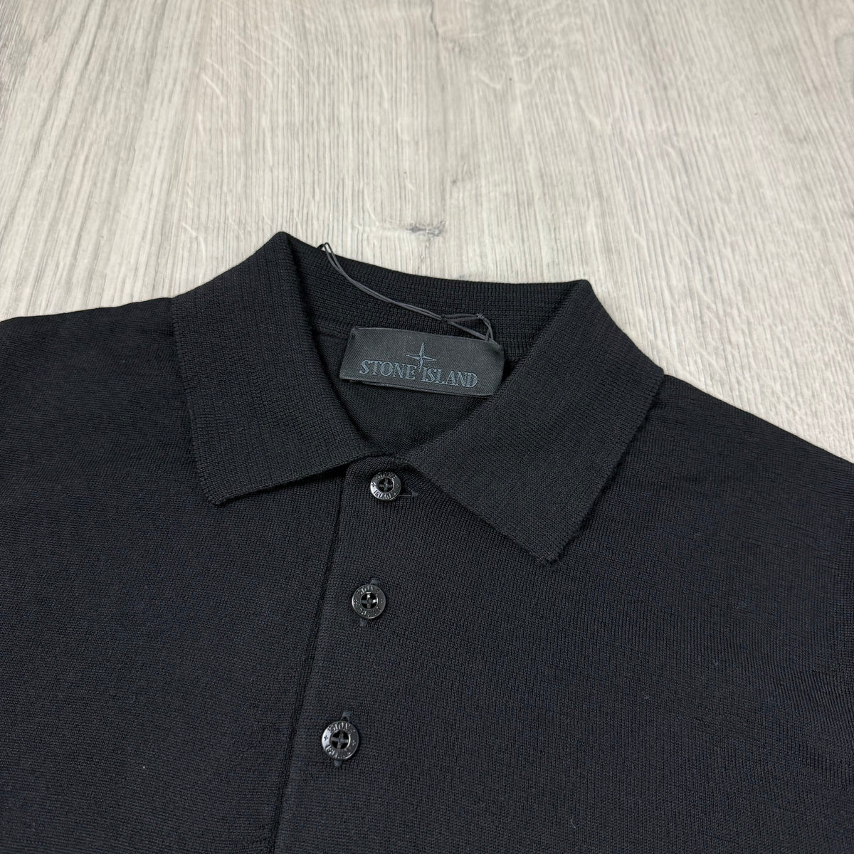 Stone Island Ghost Knit Polo Shirt - Black