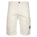 Cp Company 116A Satin Stretch Cargo Shorts In White