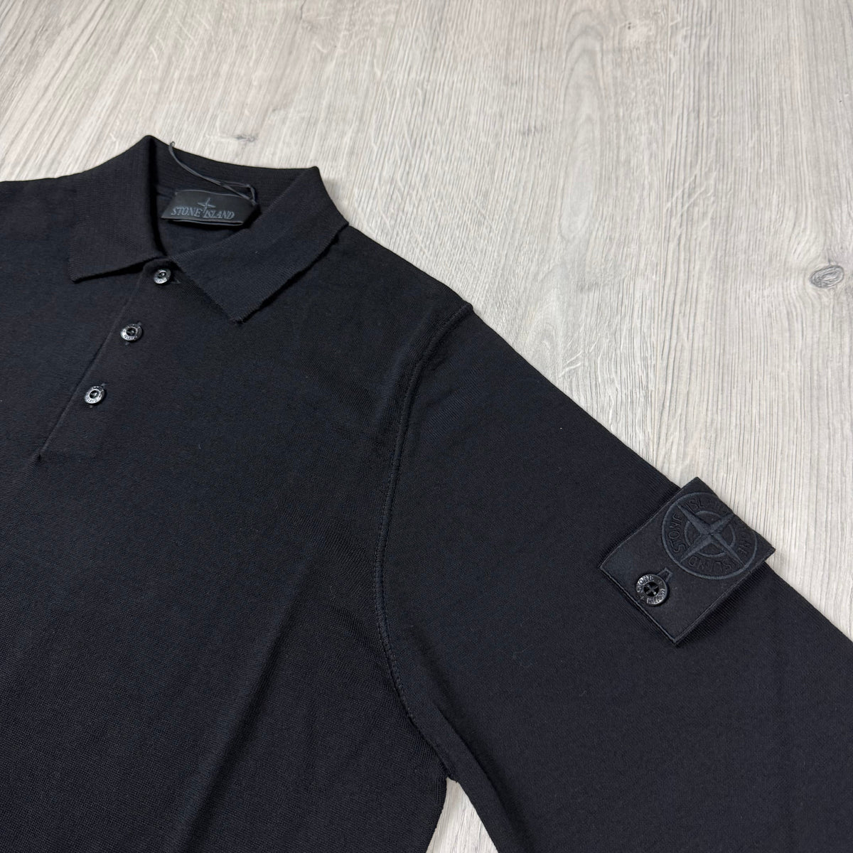 Stone Island Ghost Knit Polo Shirt - Black