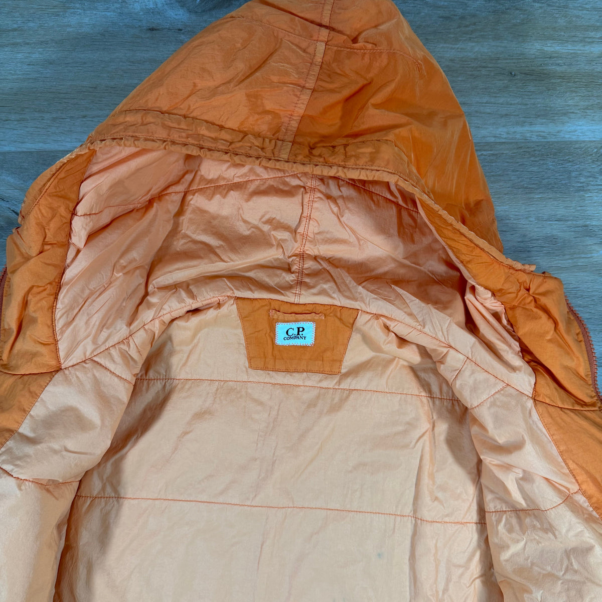 C.P. Company Chrome-R Hooded Zipped Lens Overshirt in Russet Orange