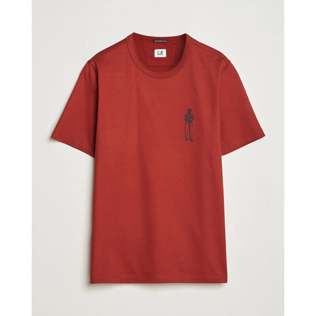 Cp Company Mercerized Cotton Sailor Logo T-Shirt in Red