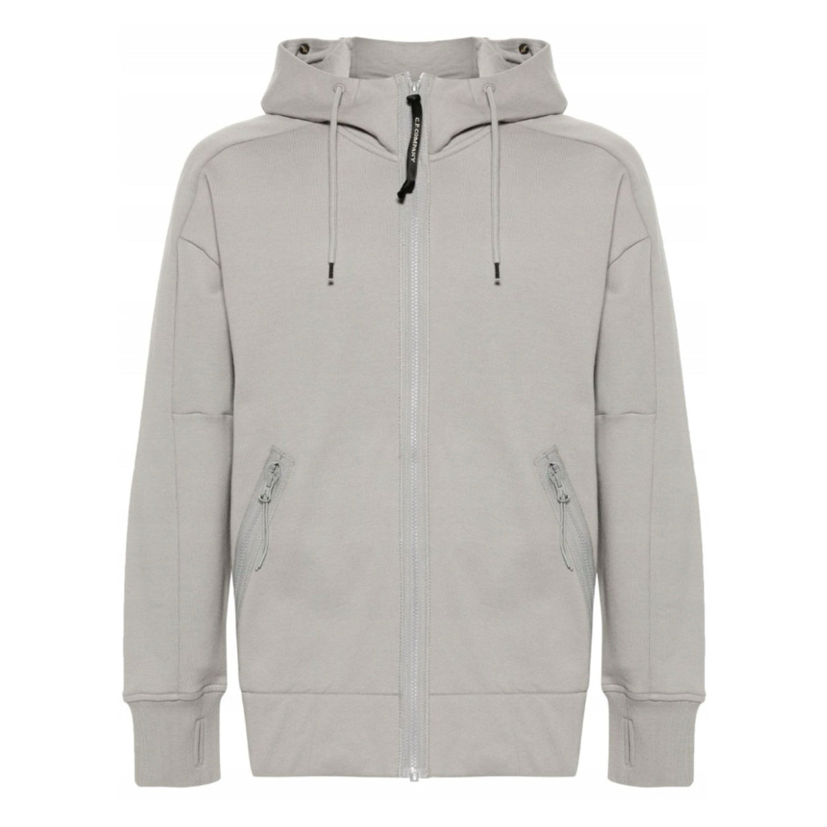 Cp Company Goggle Full Zip Hoodie In Drizzle Grey