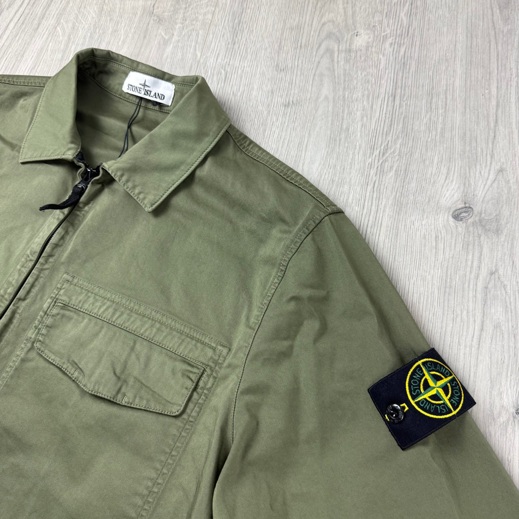 Stone Island Zip Overshirt - Military Green