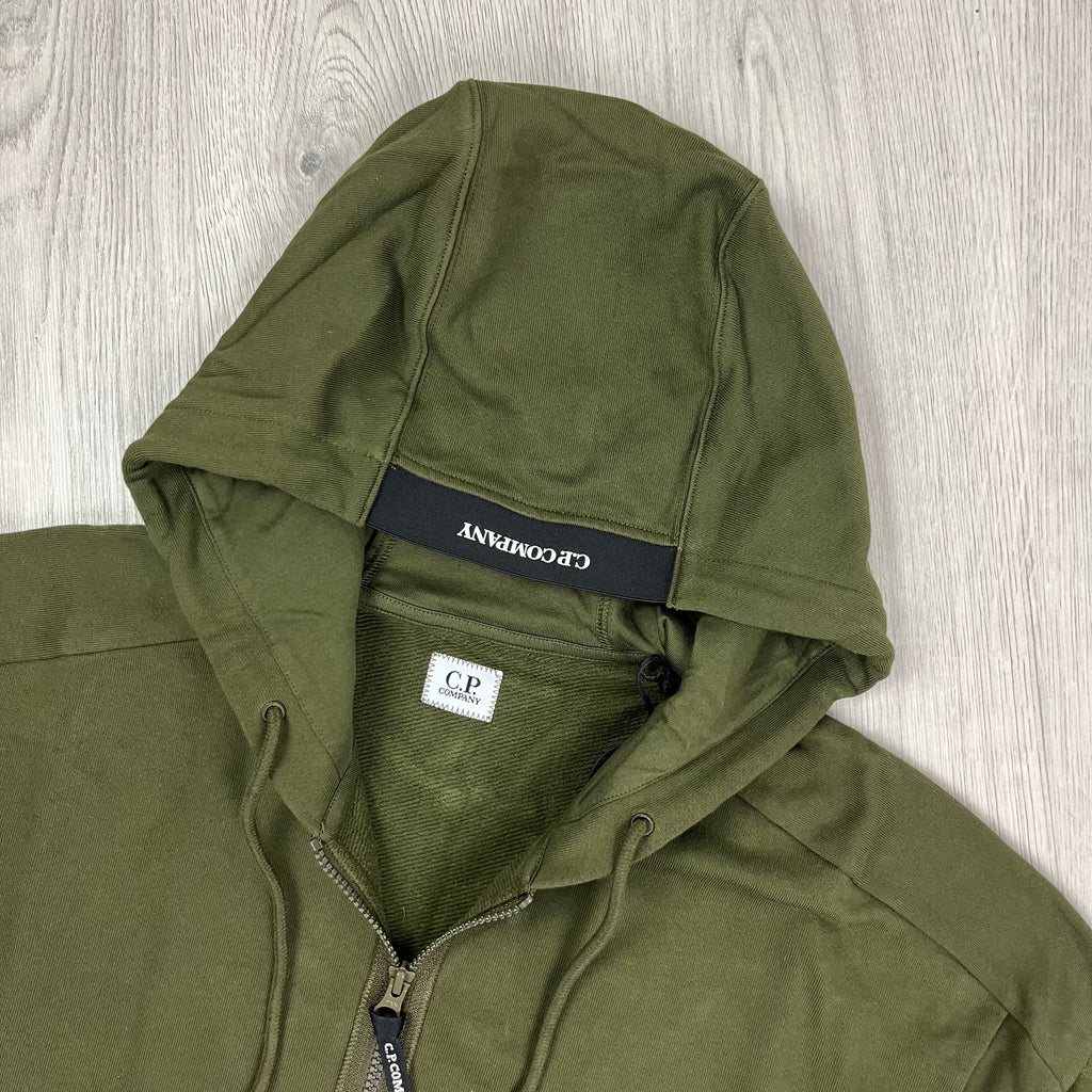 CP Company Raised Fleece Zip Hoodie - Ivy Green