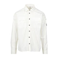 Cp Company Gabardine Lens Button Overshirt In White with Certilogo