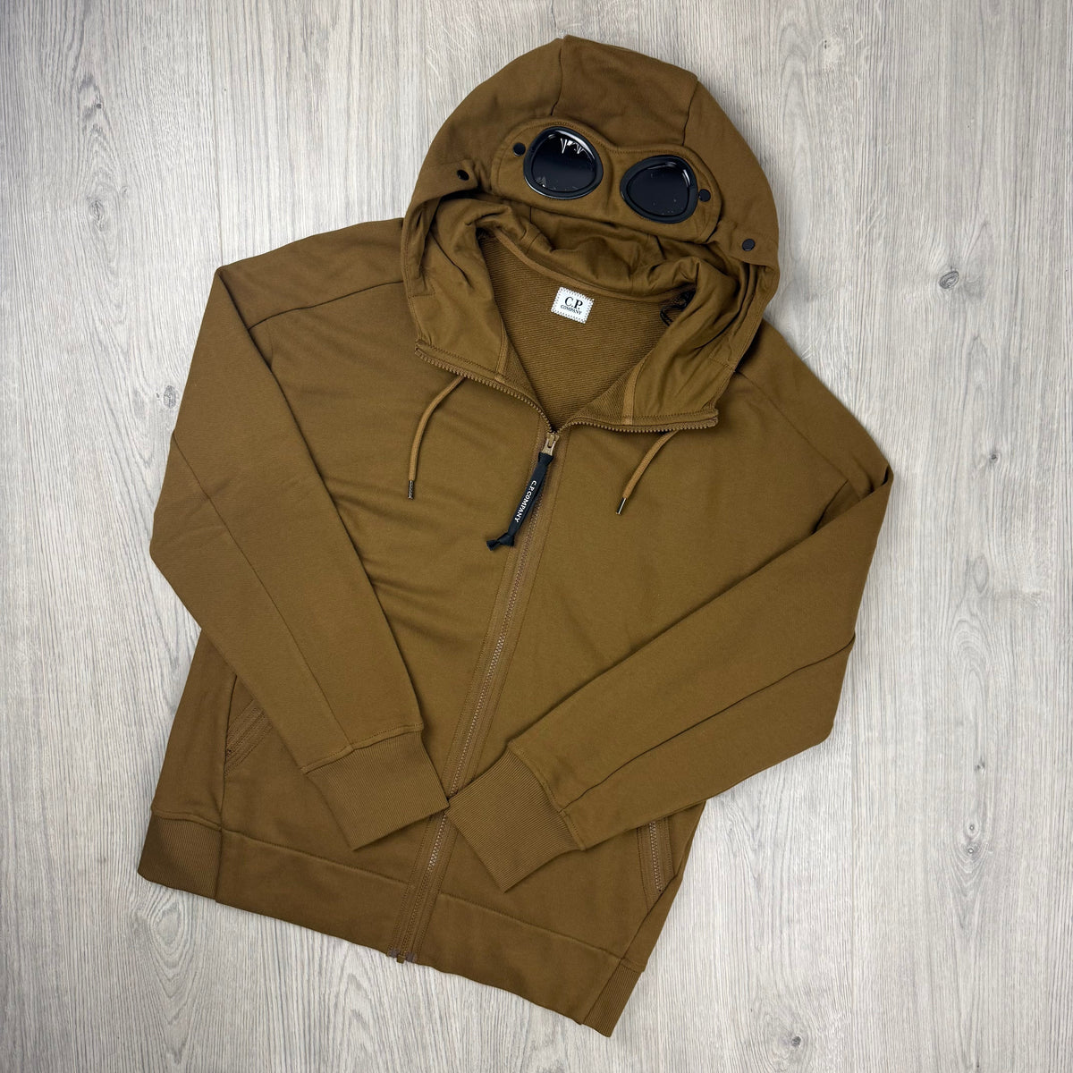 CP Company Raised Fleece Goggle Hoodie - Toffee