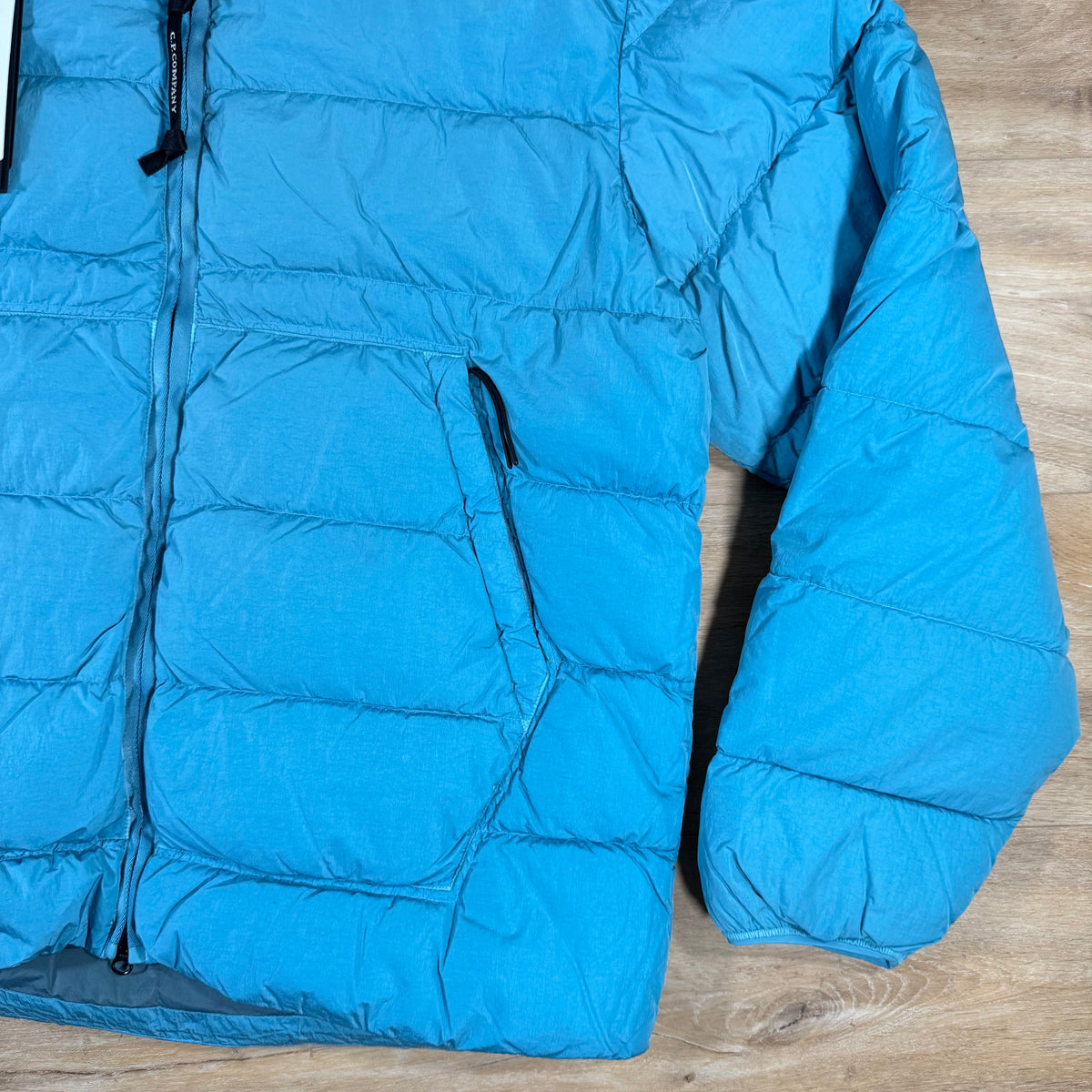 C.P. Company Chrome-R Goggle Down Jacket in Aegean Blue