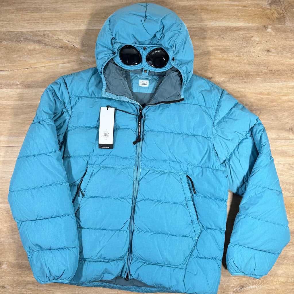 C.P. Company Chrome-R Goggle Down Jacket in Aegean Blue