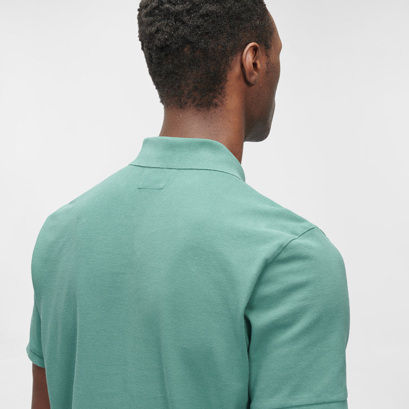 Cp Company Resist Dyed Regular Fit Short Sleeve Polo 140A In Frosty Green