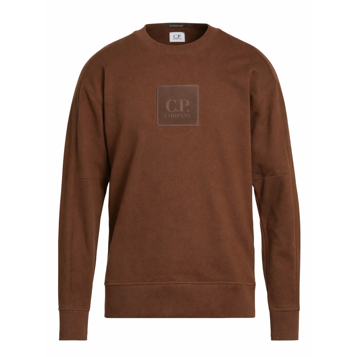 Cp Company Metropolis Rubber Logo Sweatshirt In Brown