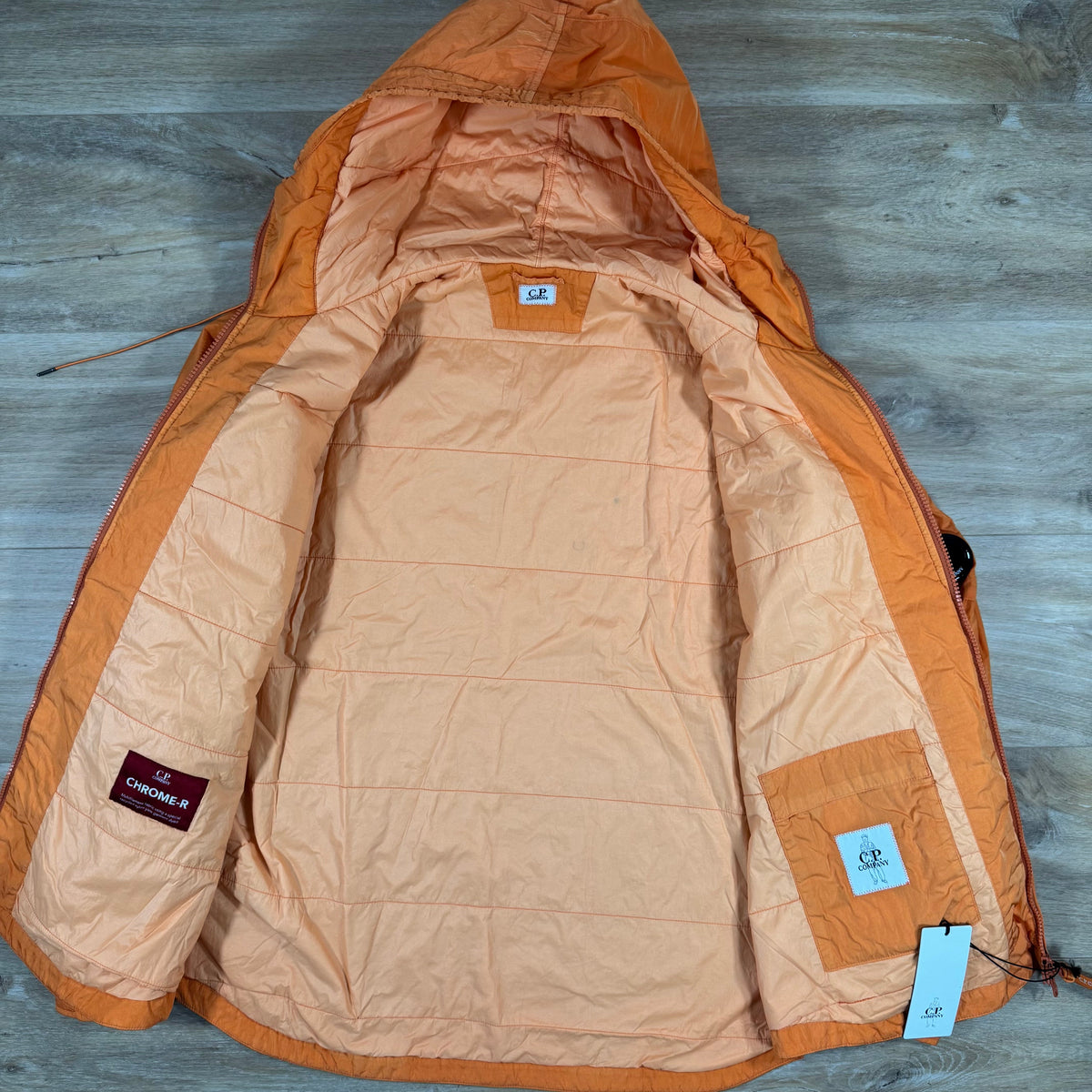 C.P. Company Chrome-R Hooded Zipped Lens Overshirt in Russet Orange