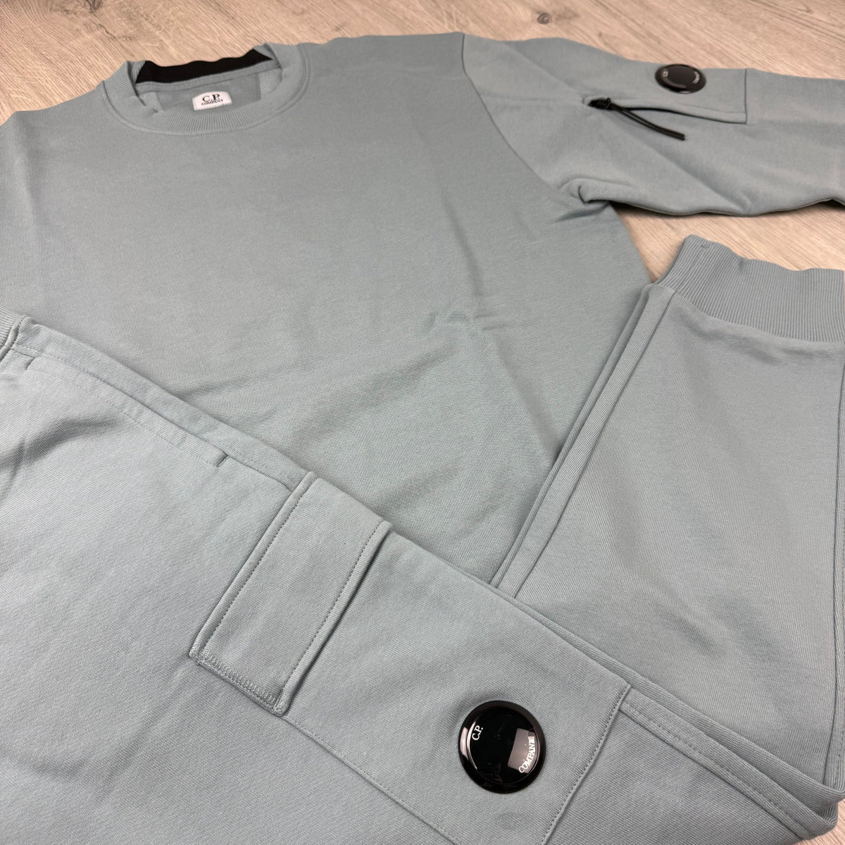 CP Company Raised Fleece Tracksuit - Silver Blue