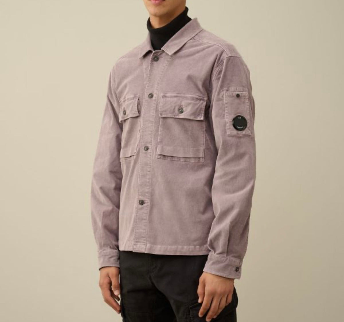 Cp Company Corduroy Utility Lens Overshirt In Purple Dove