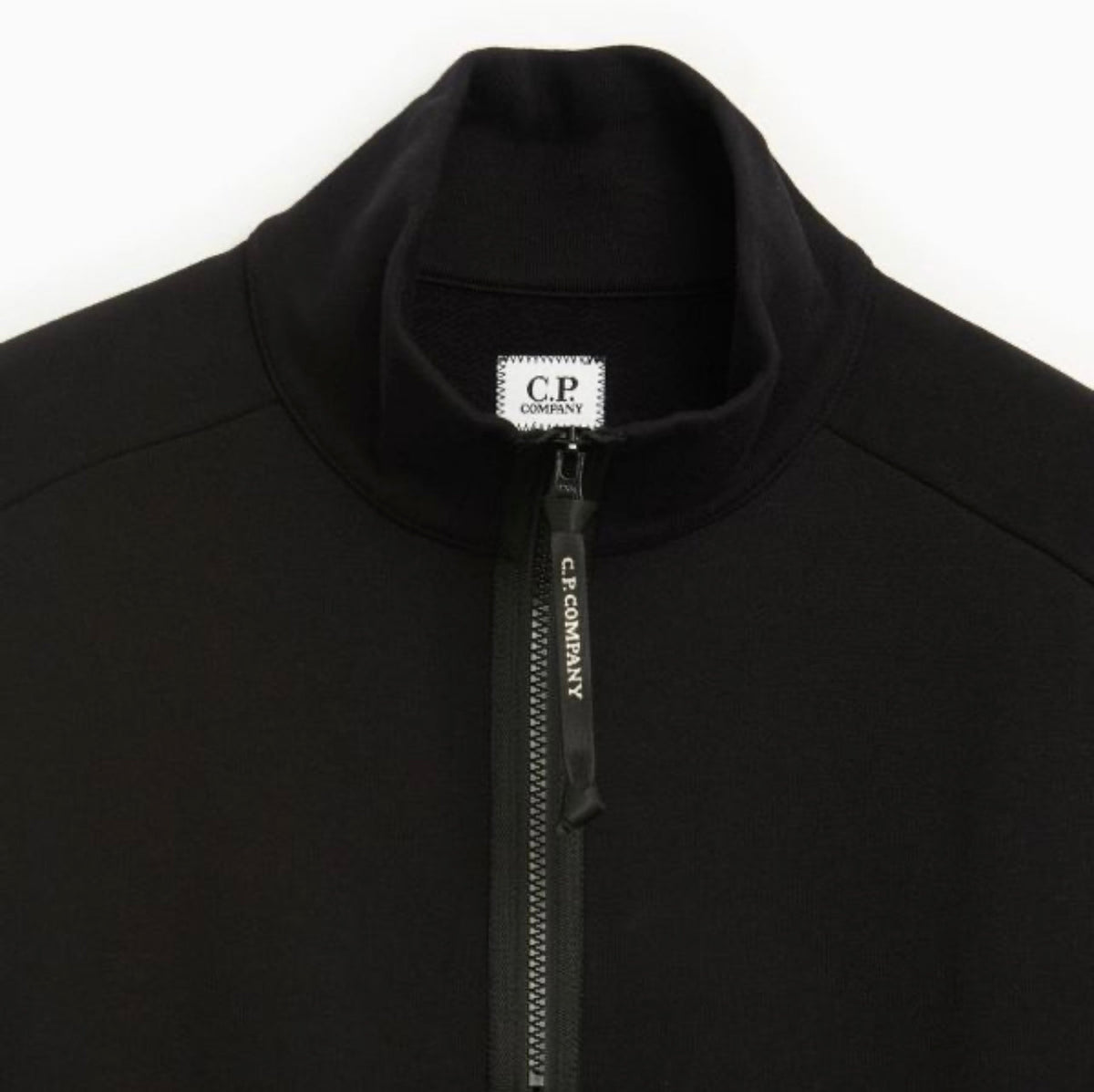 Cp Company 16Cm Diagonal Raised Quarter Zip Lens Sweatshirt In Black