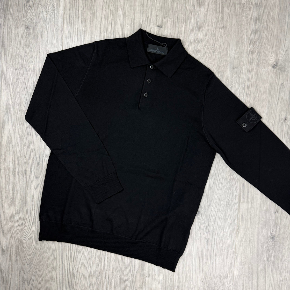 Stone Island Ghost Knit Polo Shirt - Black