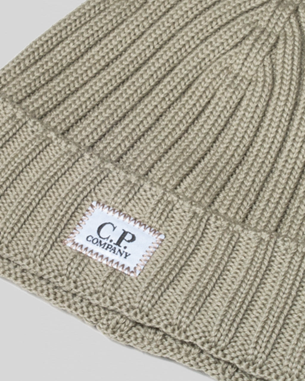 Extrafine Merino Wool Logo Beanie Silver Sage