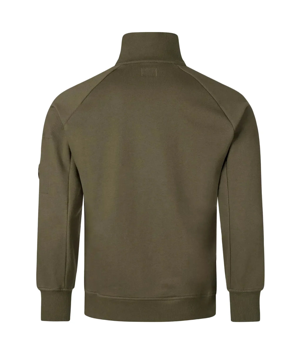 Cp Company 16cm Diagonal Raised Quarter Zip Lens Sweatshirt In Ivy Green