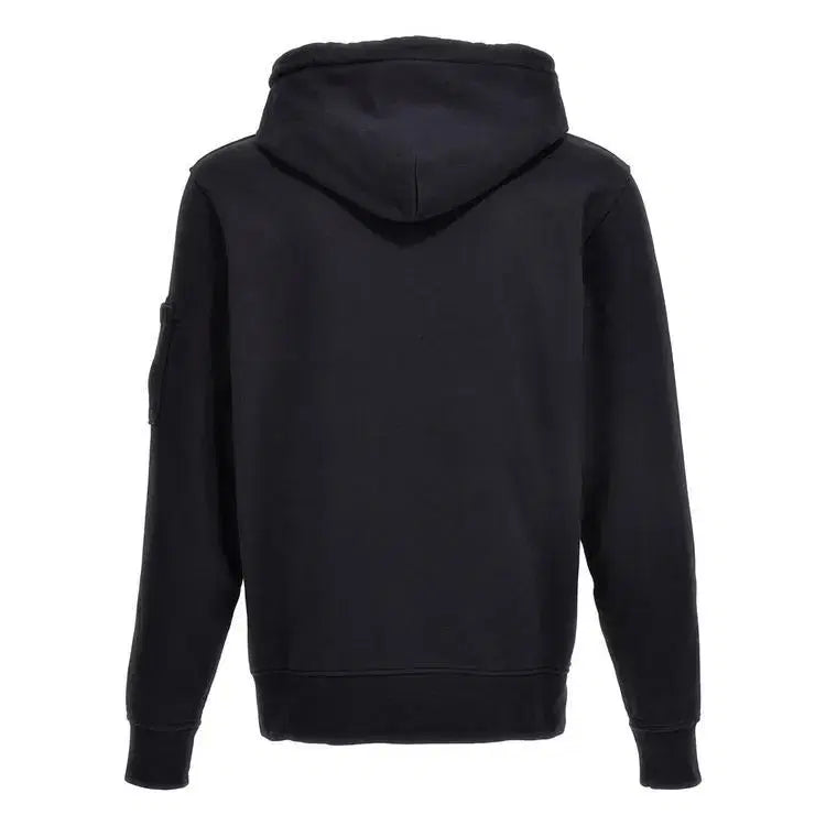 Cp Company Garment Dyed Overhead Lens Hoodie In Navy