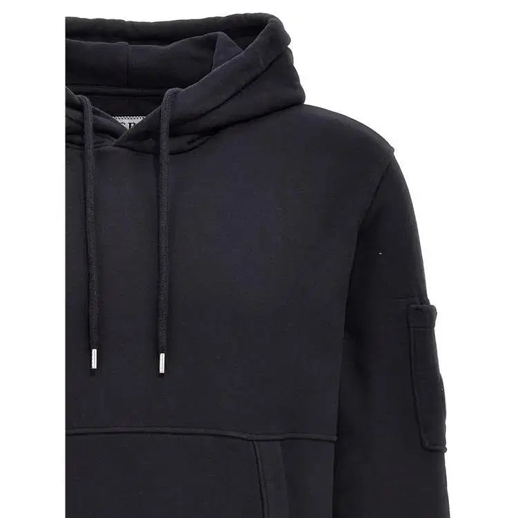 Cp Company Garment Dyed Overhead Lens Hoodie In Navy
