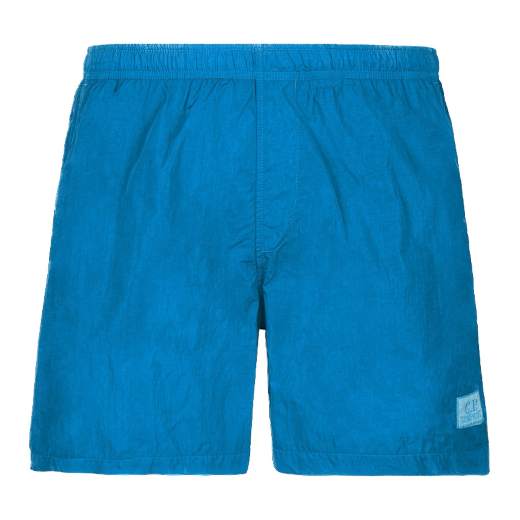 Cp Company Eco-Chrome R Stitch Logo Swim Shorts Tile Blue
