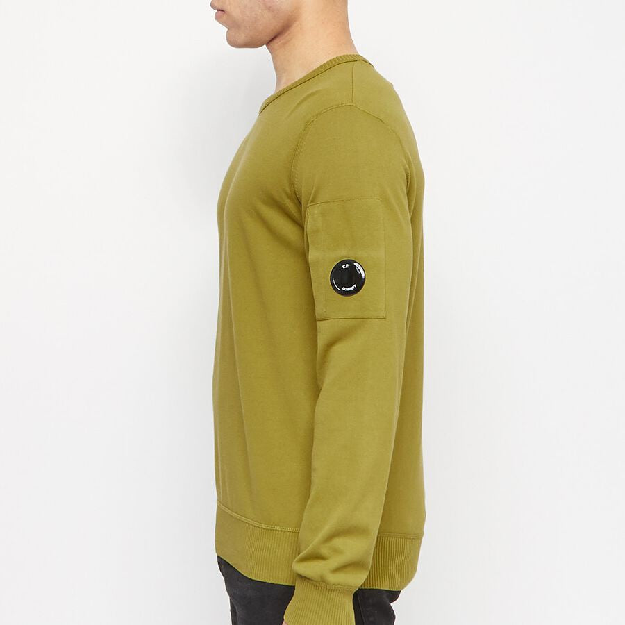Cp Company Cotton Crepe Lens Knitted Sweatshirt in Green Moss