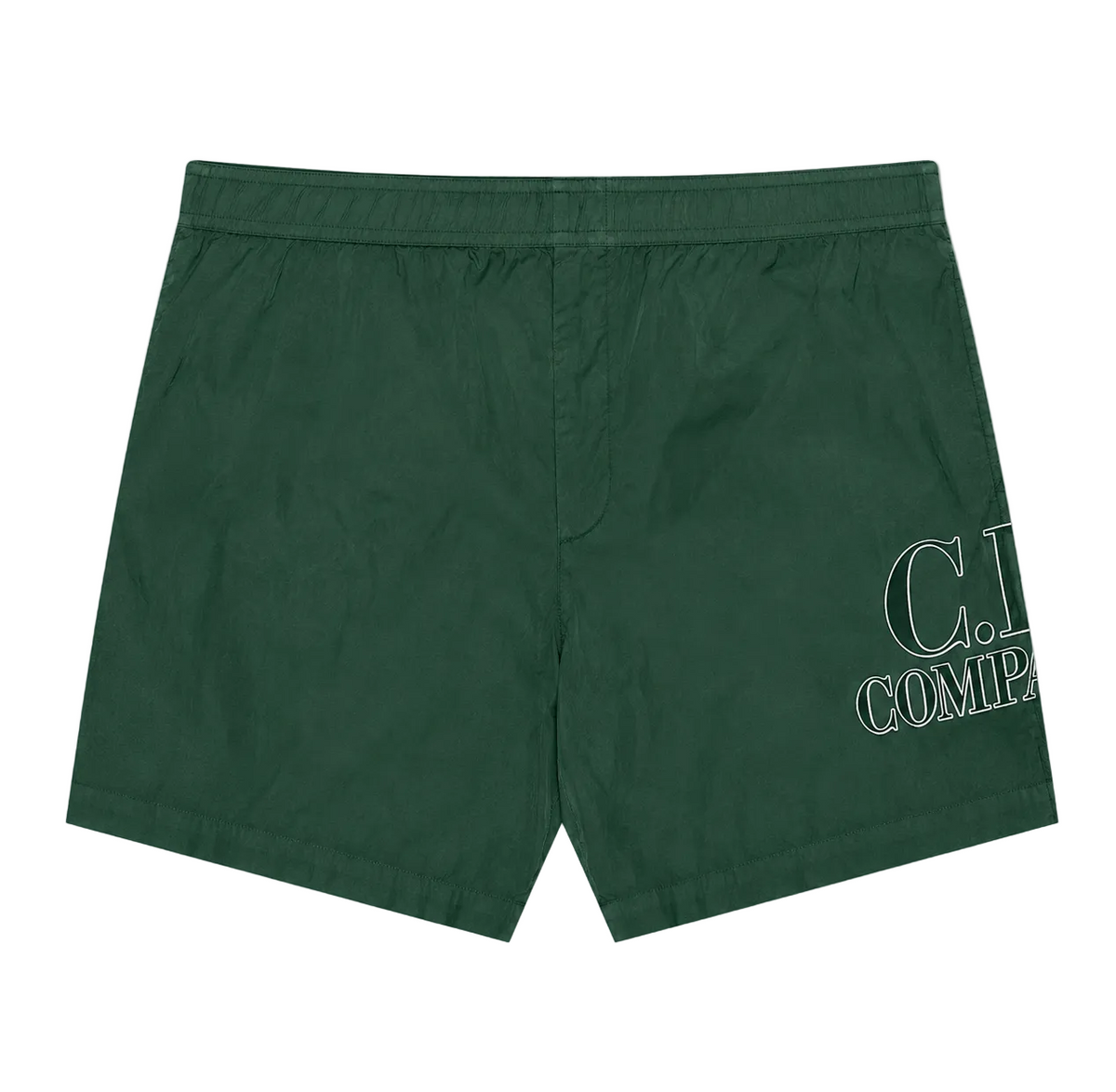 Cp Company 218A Eco-Chrome Logo Swim Shorts In Duck Green