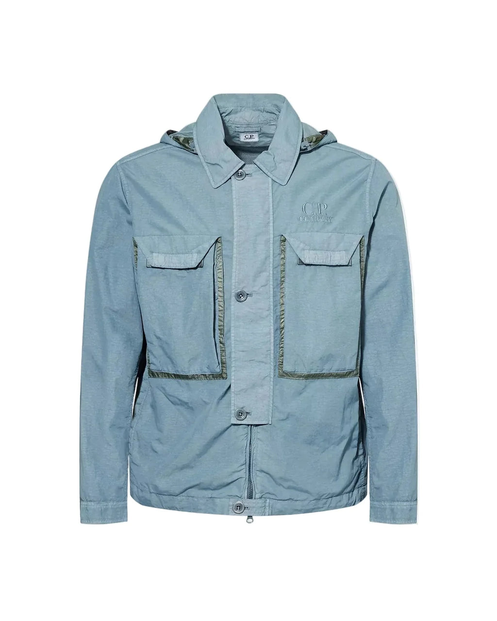 Cp Company 090A Flatt Nylon Goggle Overshirt In Stormy Weather With Certilogo