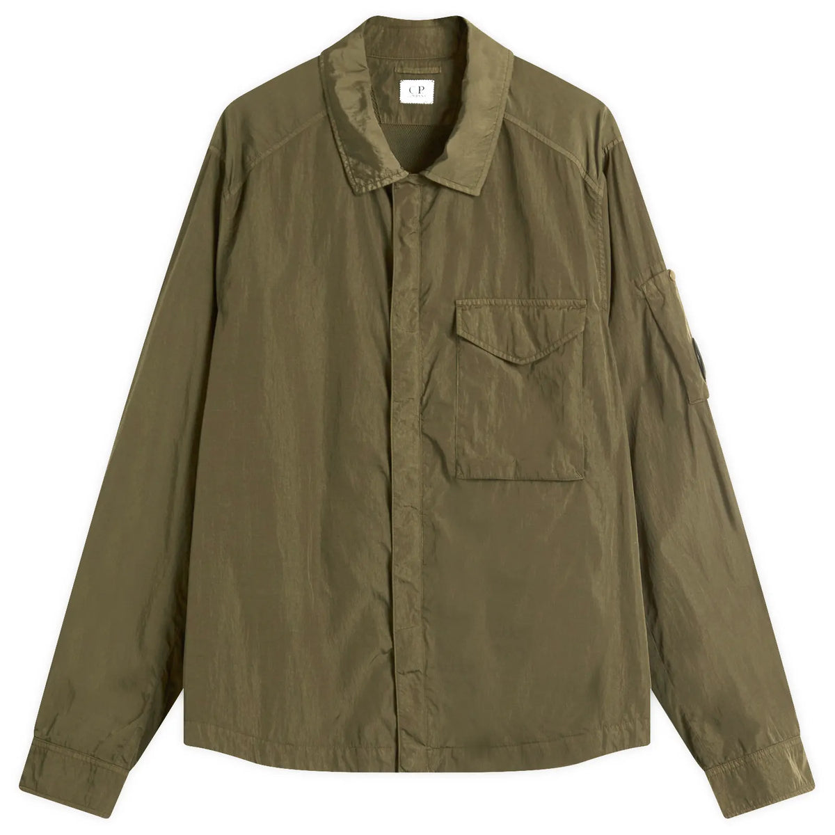 Cp Company 095A Chrome-R Full Zip Overshirt Ivy Green with Certilogo