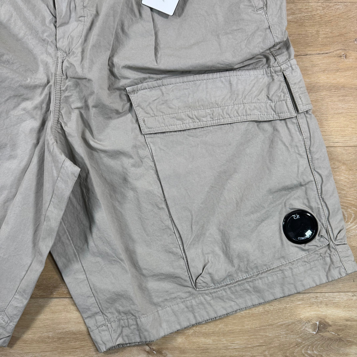 C.P. Company Micro-Reps Lens Boxy Shorts in Dove