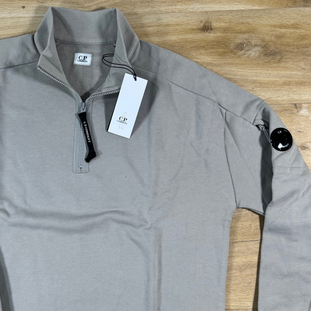 C.P. Company Diagonal Raised Half-Zip Lens Sweatshirt in Dove