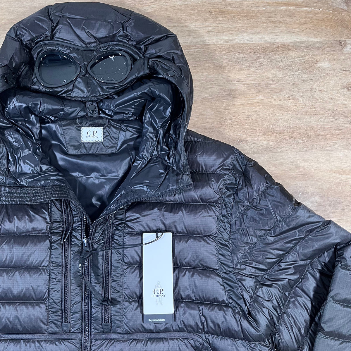 C.P. Company D.D. Shell Goggle Down Jacket in Black