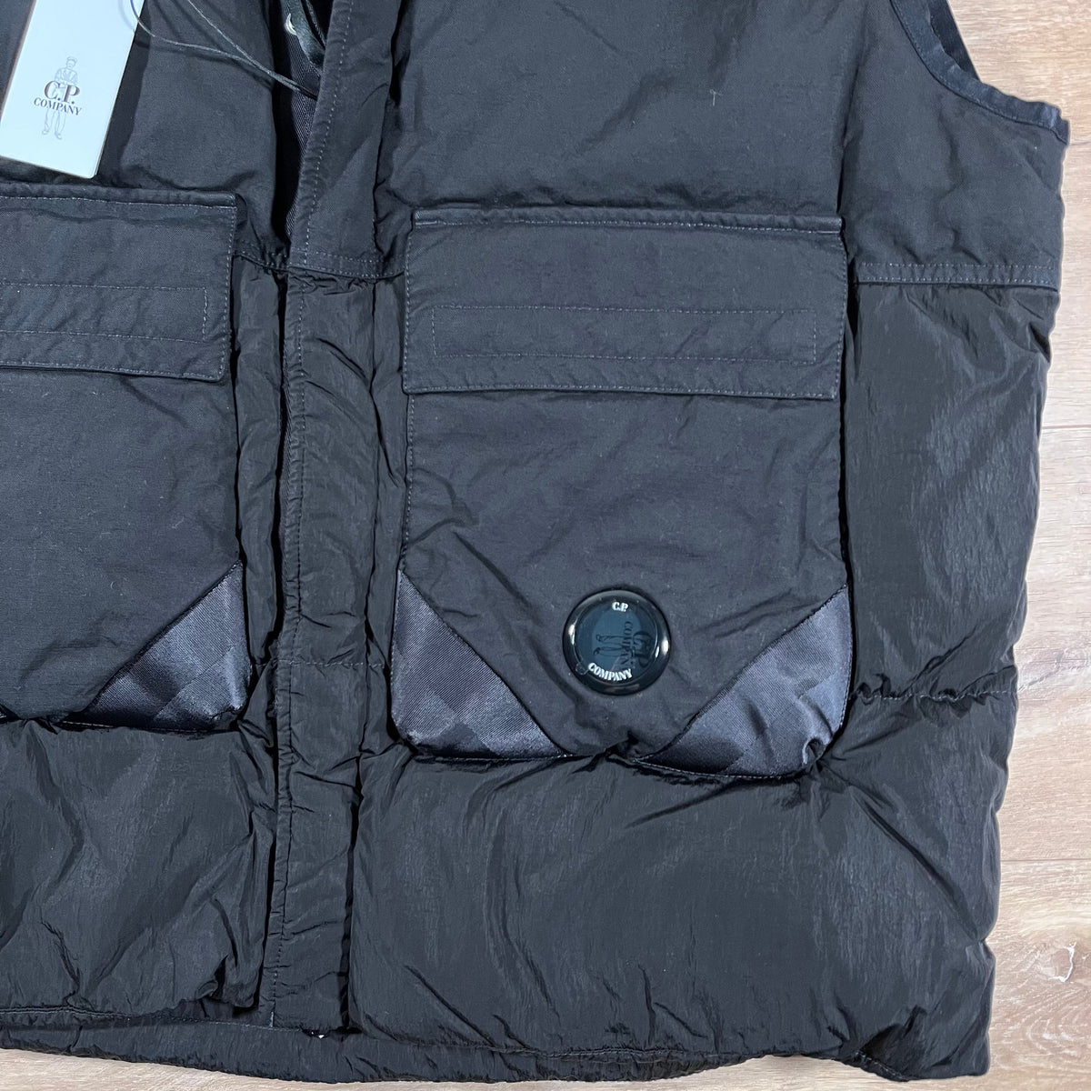C.P. Company Eco-Chrome R Mixed Down Lens Gilet in Black